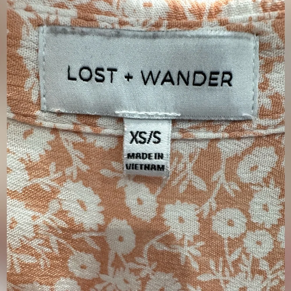 Lost + Wander Peach Floral Button Down Shirt - Picture 7 of 9